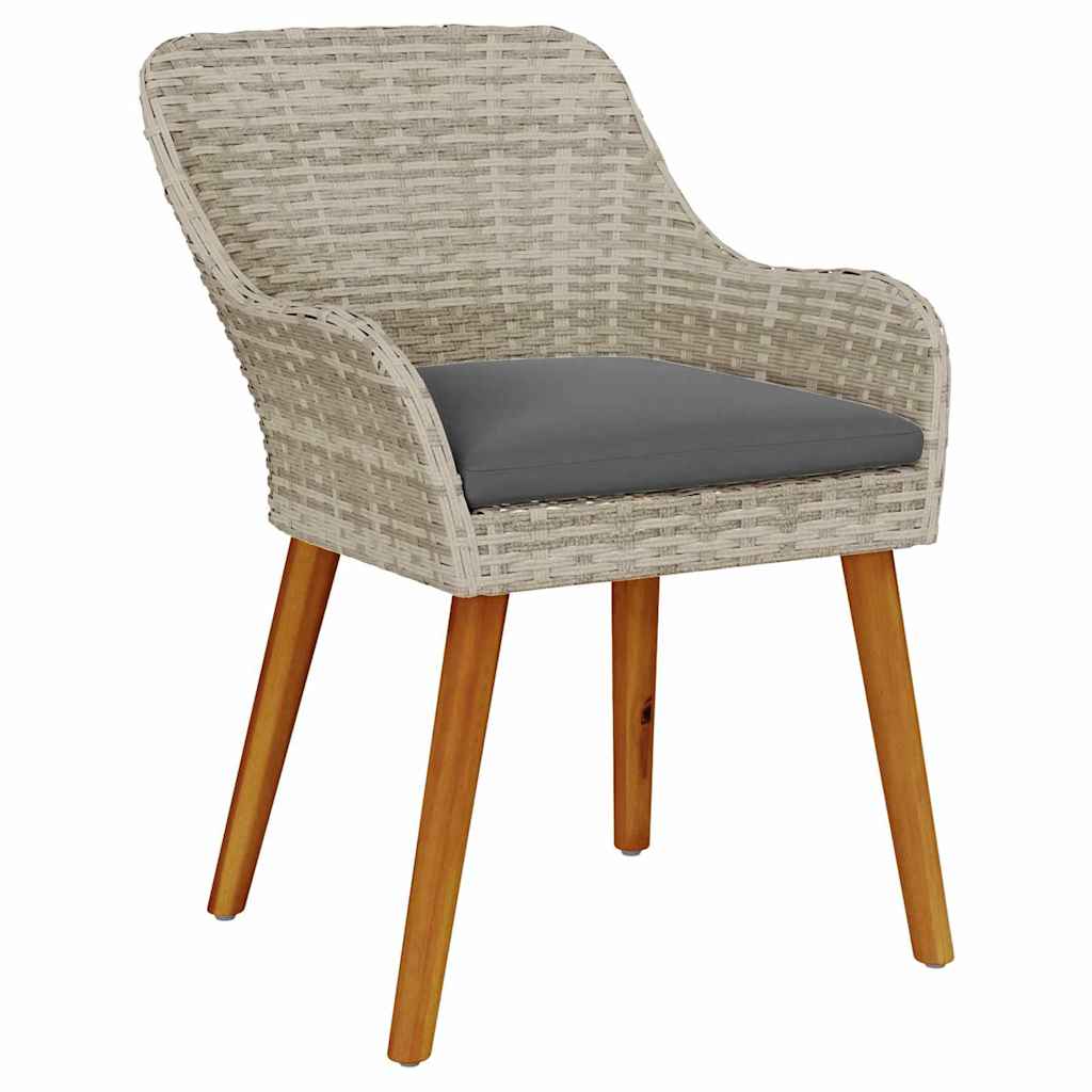 Garden Chair 2 pcs Light Grey 55 x 62.5 x 82cm Poly Rattan